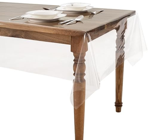 Tischfolie Transparent 0,22 mm– Durchsichtige Tischschutz 140cm Breite Tischdecke Folie Abwaschbar für Outdoor Garten Party Schutzfolie Tisch Meterware (160cm)