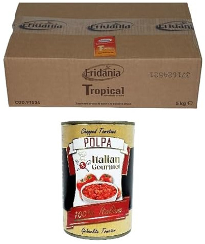 Italian Gourmet zucchero di canna bustine Rohrzuckerbeutel 1 x 5kg | Monodose pratiche per bar e ufficio, braune Süße für Kaffee, Tee, Cappuccino, Gesamtnettogewicht 5 kg + Kostenlos Polpa 400g