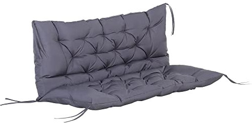 Outsunny Cojín para Banco con Respaldo 132x110x10 cm Colchón de Banco de Jardín de 2 Plazas con 6 Cordones de Fijación para Columpio de Jardín Terraza Gris Oscuro