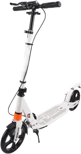 Scooter, Kickscooter, Geräuscharmer Aluminium-Roller, Erwachsener Kinder Tretroller, faltender Erwachsener Tretroller mit Handbremse, Pedal Roller, höhenverstellbare Falten. (weiß)
