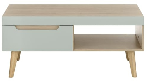 Lomadox Couchtisch, Beistelltisch, Tisch Wohnzimmer in Grün Matt mit Eiche