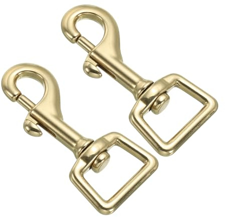 PATIKIL Lobster Clasp Keychains, 2Pcs 3/4 Inch Pure Brass Oval Lobster Clasps Swivel Trigger Snap Hook Purse Lanyard Clips for DIY Leather Craft