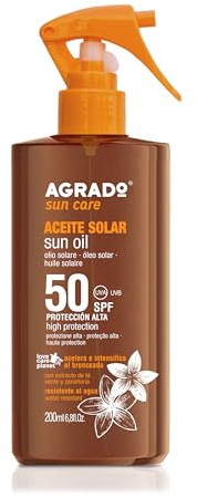 Agrado Sonnenöl LSF 50, mit natürlichen Extrakten, wasserdicht, 200 ml