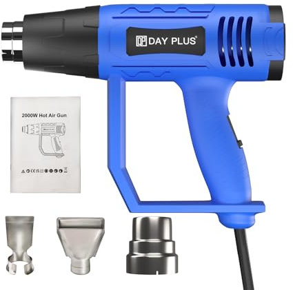 Heißluftpistole, 2000W Heißluftfön, 2 Temperatureinstellungen 300℃/600℃ Schnelles Aufheizen, Heissluftgebläse mit 3 Düsen für Basteln, Prägen, Entlacken, Schrumpfen
