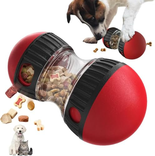 Interactive Dog Toys - Dog Puzzle Toy,Adjustable Food Treat Dispensing Dog Toys,Indestructible Food Dispenser Dog Puzzle Feeder Slow Feeder for Large/Medium/Small,Puppy Pet Gift (Red)