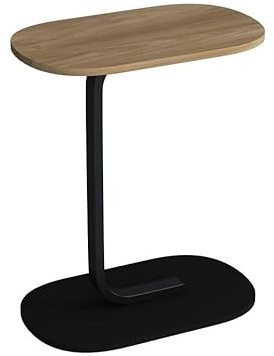 URBNLIVING C Shaped Oval Side End Wood & Metal Table for Bedside, Couch, Sofa, Perfect for Living Room, Bedroom, Office - Compact Multi-Functional Design