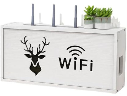 Router Schrank, Router Aufbewahrungsbox, Wall Mounted WiFi Router Storage Box-Router Verstecken, Cable Management Und Organizing Box for Büro Und Haus(Bright White,40 * 19.5 * 11cm)