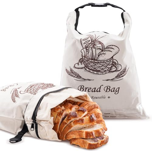 Puricon 2er Set Bienenwachs Brotbeutel, Wiederverwendbare Brottasche für hausgemachtes Brot Sauerteig, Brot Tasche Backen Zubehör Lagerung Brotaufbewahrung Aufbewahrung für Küche Lebensmittel