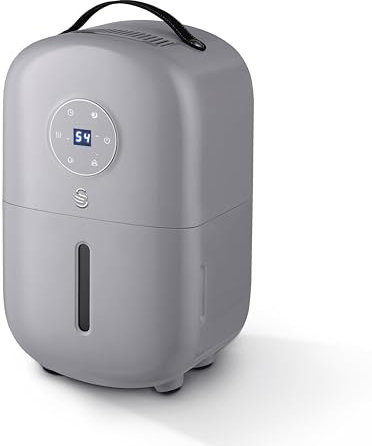 Swan SH16501 5L 2-in-1 Dehumidifier & Air Purifier with LED Display, 3 Modes, Intelligent Humidity Sensor, Carbon Filter, 1.5L Water Tank, 155W, Grey