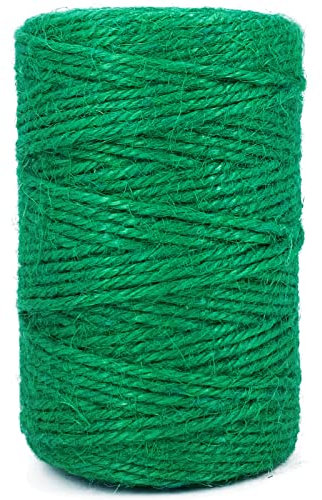 Leecogo Ficelle de jute verte de 3 mm, 100 m, pour jardinage, assemblage de plantes, bricolage, emballage cadeau, décoration d'intérieur et projets décoratifs