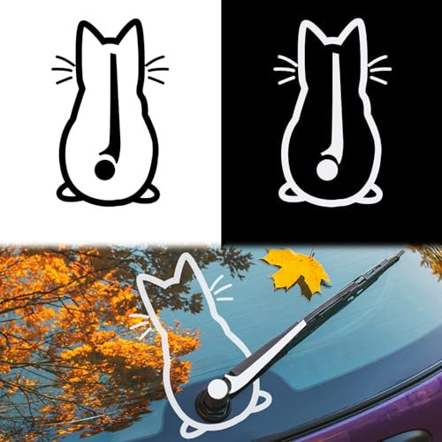 2 Stück Katzen Wischer Aufkleber, Anime Aufkleber Auto Scheibenwischer, Niedlich Schwanz Katzen Sticker, Autoaufkleber Lustige, Auto Aufkleber Sticker Katzen