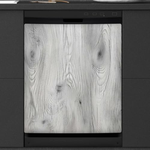 Mexpekil Couverture magnétique de lave-vaisselle texturée en bois 58,4 x 66 cm, autocollant décoratif imperméable pour lave-vaisselle pour appareils de cuisine