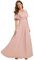 Ever-Pretty Robe de Soirée Femme Moussline Applique Col Rond Manches Courtes Cérémonie Rose 40