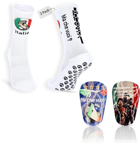 ProSx - Fußballsocken & Mini Schienbeinschoner Set I rutschfest & Leicht I Fußballsocken Herren I Mini Shin Pads I Länderdesigns I Kinder & Erwachsene I Carbon