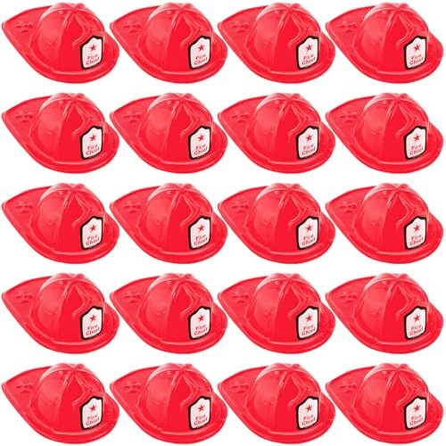 Loppdece 24 Stück Kinder Feuerwehrhelm, Roter Feuerwehrhelm Für Kinder | Feuerwehrhelmset, Partyhüte Feuerwehr Helm, for Jungen and Mädchen Rollenspiele Partys Feuerwehr Geburtstag