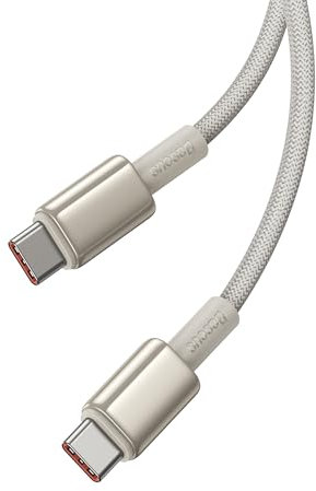 Baseus Cable USB C 100 W 1 m, PD Cable de carga rápida USB C a USB C, cable de carga de aleación de zinc tipo C para iPhone 16 15 14 13 12 Pro, Samsung Galaxy S25 S24 S23 S22 S21 Ultra, MacBook, iPad