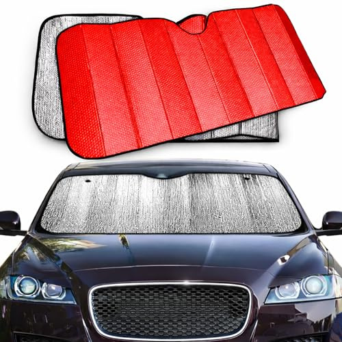LEIVESTE - Parasol de coche interior plegable, protección UV 99%, universal para coches, SUV y furgonetas (rojo)