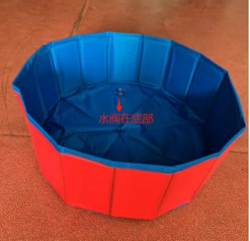 Foldable Dog Pool,Dog Paddling Pool,Puppy Cat Bathing Tub,Pet Kids Bath Pool,With Water Valve,For Pets Children in Garden Beach Backyard,60 * 60 * 20cm,Redblue