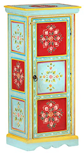 Lauuoeriau Haus & Garten, Möbel, handbemaltes Highboard, 40 x 30 x 90 cm, massives Mangoholz