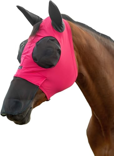HKM Elastic Fliegenschutzmaske mit Nüsternschutz, Magenta, XL