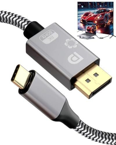 USB C to DisplayPort Cable, Type-C HDMI to DP Cables Support 8K@60Hz 4K@144Hz Monitor Video Converter Compatible with MacBook Pro/Air iPad Pro iMac Odyssey Lenovo HP ASUS Dell Other Brand