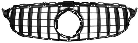 Nieren Kühlergrill Oberer Kühlergrill Für Mercedes Für Benz Für C-Klasse W205 C300 C250 C43 Für AMG 2019–2021 Glänzend Schwarz Für AMG Style Grille(Schwarz)