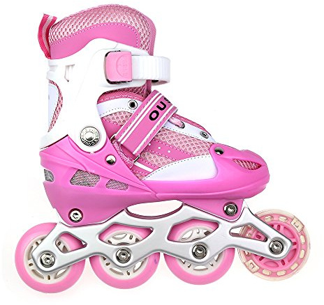 Belfoyer Patins à roulettes Enfant Réglables, Roller Double Rangée Fille Garçon, Taille Ajustable S/M/L, Chaussures de Patinage Sécurisées avec Frein, Confort Respirant – Roues Classiques ou