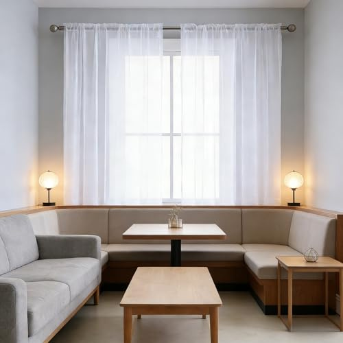 XUEQXUE Gardinen mit Kräuselband 240 x 100 cm Polyester, Leinen-Optik Transparent Wohnzimmer Luftig Dekoschal Vorhang Durchsichtig für Wohnzimmer Schlafzimmer Fenster, Weiß