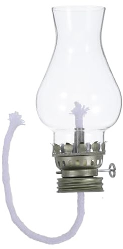 MINAOLULUS Ensemble Abat-Jour en Verre pour Lampe à Pétrole Vintage Brûleur à Mèche Métallique Réglable Accessoire Lampe à Huile Portative pour Intérieur et Camping 1 Pièce Argentée