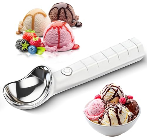 Yallmie Cuillère à glace électrique, Cuillère à crème glacée chauffante rechargeable avec 2 niveaux de chaleur 45 °C et 70 °C gadgets de cuisine pour glace dure convient au lave-vaisselle