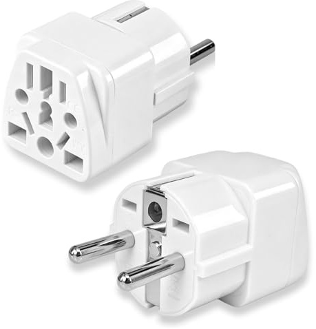 2 Piezas Adaptador Enchufe Universal a Internacional,Adecuado para Turismo | Tipos A B G,Adaptador Internacional para Enchufe de China, EE.UU. a España, Francia, Alemania e Italia,Blanco