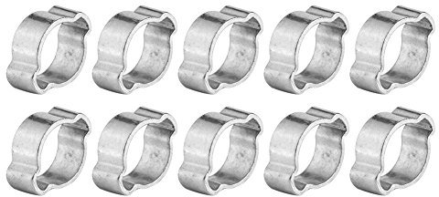 Quetschschelle, 10 Stück Einstellbare Doppelohrschellen, 2 Ohr Druckluftschlauch Schellen, Doppelohr Schlauchklemme Zweiohr 5-23mm Klemmschelle für Fule Benzin Rohr Schlauch(15-18MM)