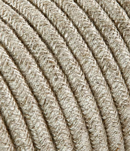 Câble textile pour lampe - Câble en tissu 3 fils (3 x 1,50 mm²) - Toile beige - Fabriqué en Italie (5 mètres)