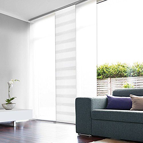 MADECOSTORE Panneau Japonais Tamisant Jour Nuit Blanc - Blanc - L45 x H260cm