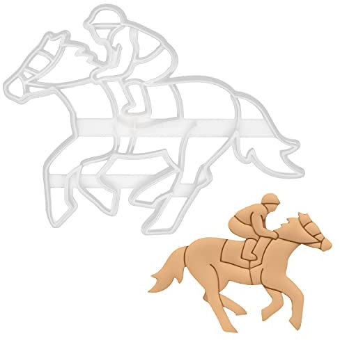 BAKERLOGY Jockey Cookie Cutter - Detailed Biscuit Cutter Design for Baking and Crafts, Ideal on Fondant, Dough, Clay