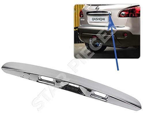 STARKIT PERFORMANCE Poignée de coffre compatible pour Nissan Qashqai (2007-2013) baguette de coffre complète avec ou sans option camera de recul (chromée)