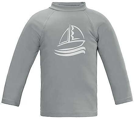 LACOFIA Traje de baño Infantil Camiseta de baño de Manga Corta para niños Rashguard con protección Solar Secado rapido Gris 128