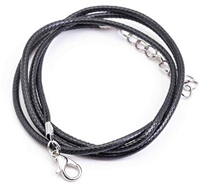 Vintageparts Halskette aus gewachster Kordel in schwarz mit Karabinerverschluss 61cm 5 Stück Schmuck selber Machen