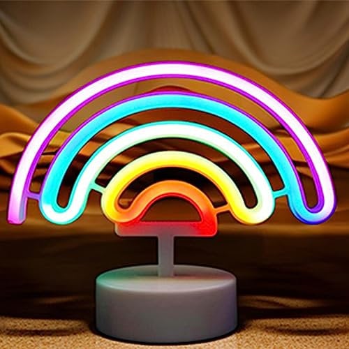 YIVIYAR Regenbogen Neon Licht Regenbogen Lampe Regenbogen Geschenke für Frauen USB/Batterie betrieben Neon Regenbogen Licht Regenbogen Geschenke für Mädchen Neon Lichter für Schlafzimmer