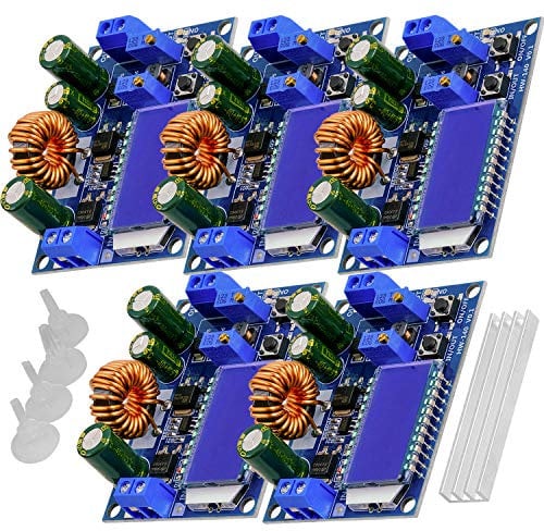 AZDelivery 5 x HW-140 DC-DC Buck Boost Power Converter Automatischer Step Up/Down, Volt- und Ampere-Meter-LCD-Anzeige, Spannungswandler 3A 5,5V-30V zu 0,5V-30V kompatibel mit Arduino inklusive E-Book!