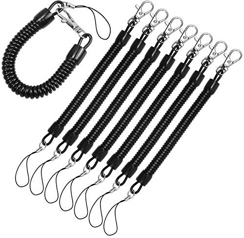 Porte-clés Homme 8 Pièces Porte-clés de Ressort de Sécuritépour Pêche Cordons Sécurité Elastique Corde Porte-clés Anti-vol pour Clés Portefeuille Téléphone Outil de Pêche