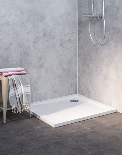 Combia Duschwanne flach auch bodengleich Mineral-Colorat weiß Rechteck 90x80cm H=3,5cm