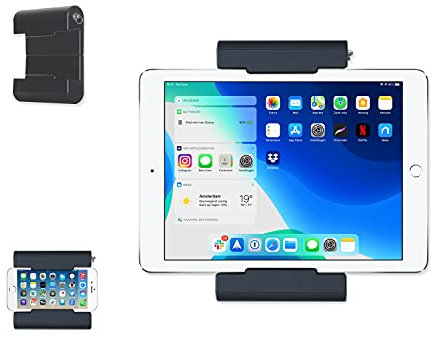 TFY Support mural autocollant universel pour tablettes, liseuses et smartphones, appareils de 4,5 à 12,9, compatible avec iPad Pro, Air, Mini, Huawei, Galaxy (Noir)