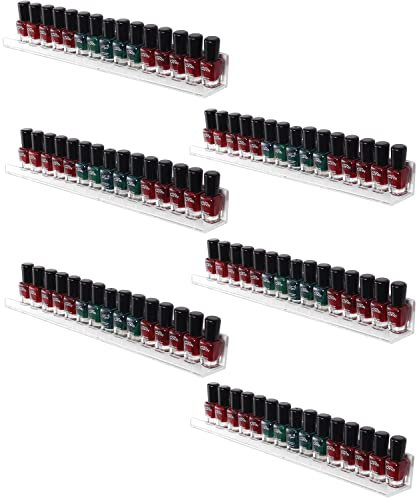 Sooyee 6 Pack Nail Polish Organizer Wall Mounted Shelf, Holder, Clear Acrylic Rack,Paint Organizer,Essential Oil Shelf Display 66-90 Bottles