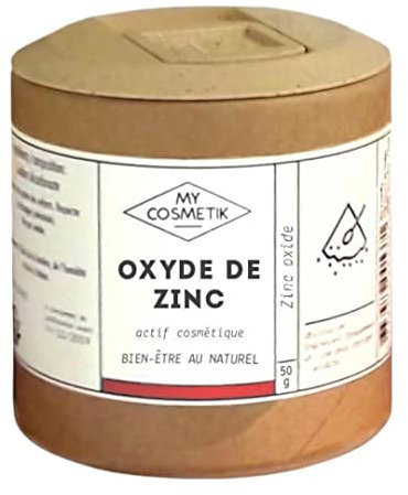 MY COSMETIK - Oxyde de zinc - Actif cosmétique réparateur - 100% oxyde de zinc d'origine minérale - Peaux normales à sensibles - Qualité cosmétique - Fabriqué en France - 50 g en pot végétal