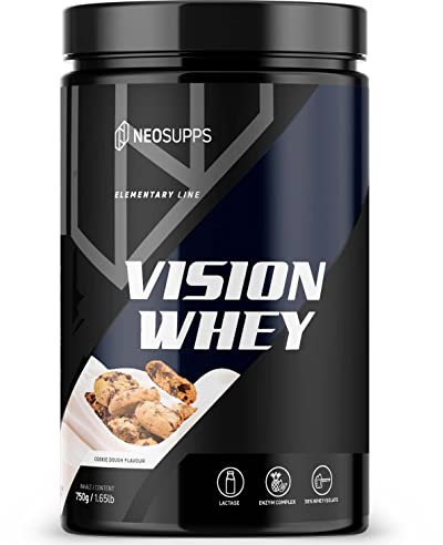 Neosupps Vision Whey Cookie Dough 750g, Eiweiss Protein Pulver mit geprüfter Qualität für Muskelaufbau, Eiweißpulver mit Milch anrührbar, Whey Protein aus hochwertigem Molkenprotein, Made in Germany