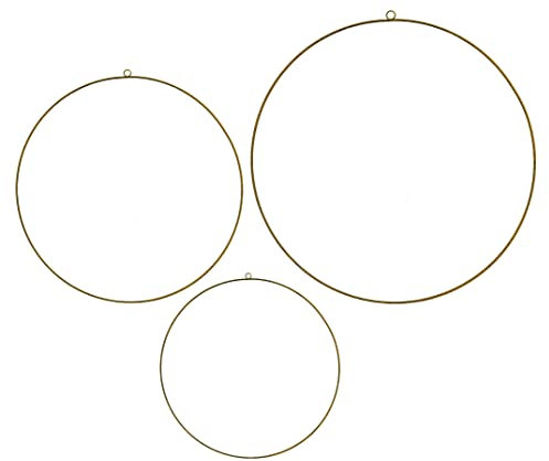 Spetebo Metall Deko Ringe 3er Set Gold - 50/40 / 30 cm - Eisenringe zum Aufhängen - Hoop Blumen Wand Hänge Kranz Weihnachten Hochzeit Geburtstag Dekoration