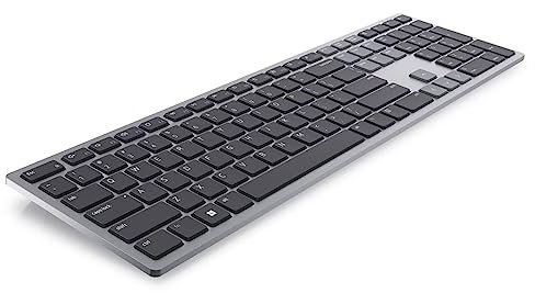 Dell KB700 Multi-Device Wireless Keyboard – Full-Size, Dual Mode RF & Bluetooth 5.0, Quiet Typing, Programmable Keys, Secure AES-128 Encryption, Long Battery Life, UK QWERTY Layout – Titan Grey