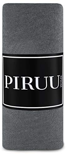Piruu Spannbettlaken Spannbetttuch Bettlaken Baumwolle (Dunkelgrau, 90x200 cm)