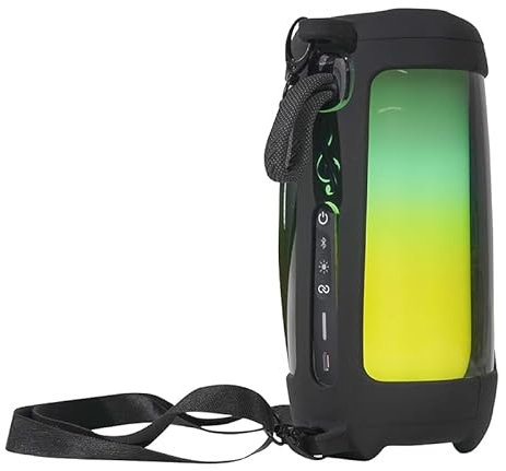 BeisDirect Silikonhülle für JBL Pulse 5 Drahtloser Bluetooth-Lautsprecher, Tragbare Kratzschutzhülle für JBL Pulse5 Gehäuse mit Karabinerhaken (Schwarz)